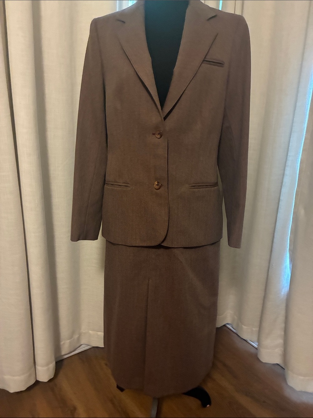 Brown Women's Blazer and Skirt Set